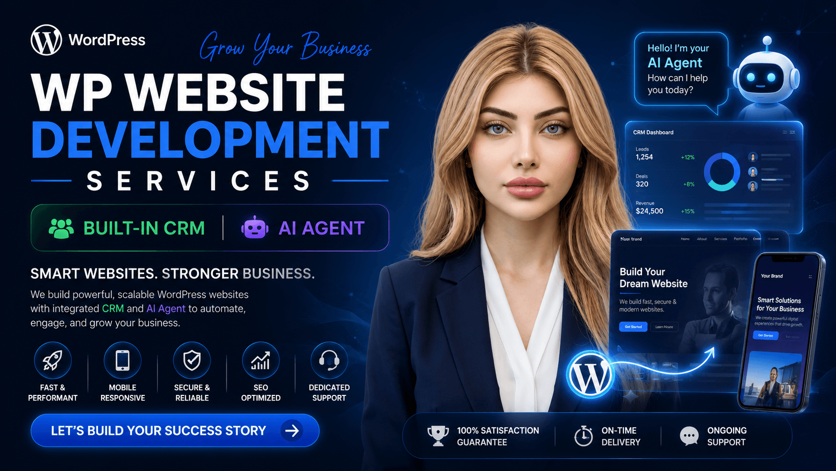 WordPress website development with built-in CRM and AI Agent